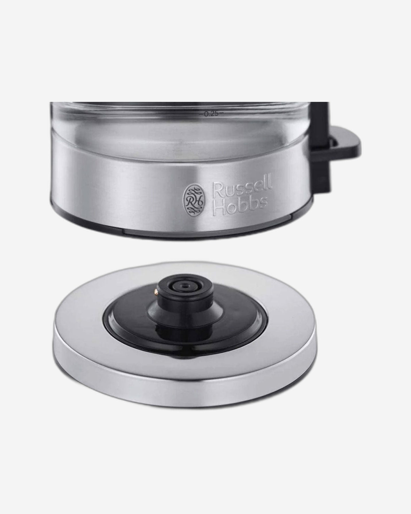 غلاية كهربائية زجاجية مضيئة من راسل هوبز (24191)، 2200 واط مع إيقاف تشغيل تلقائي وفلتر شبكي قابل للإزالة، غلاية صغيرة وقوية من الفولاذ المقاوم للصدأ للاستخدام المنزلي والمكتبي - ضمان لمدة عام واحد