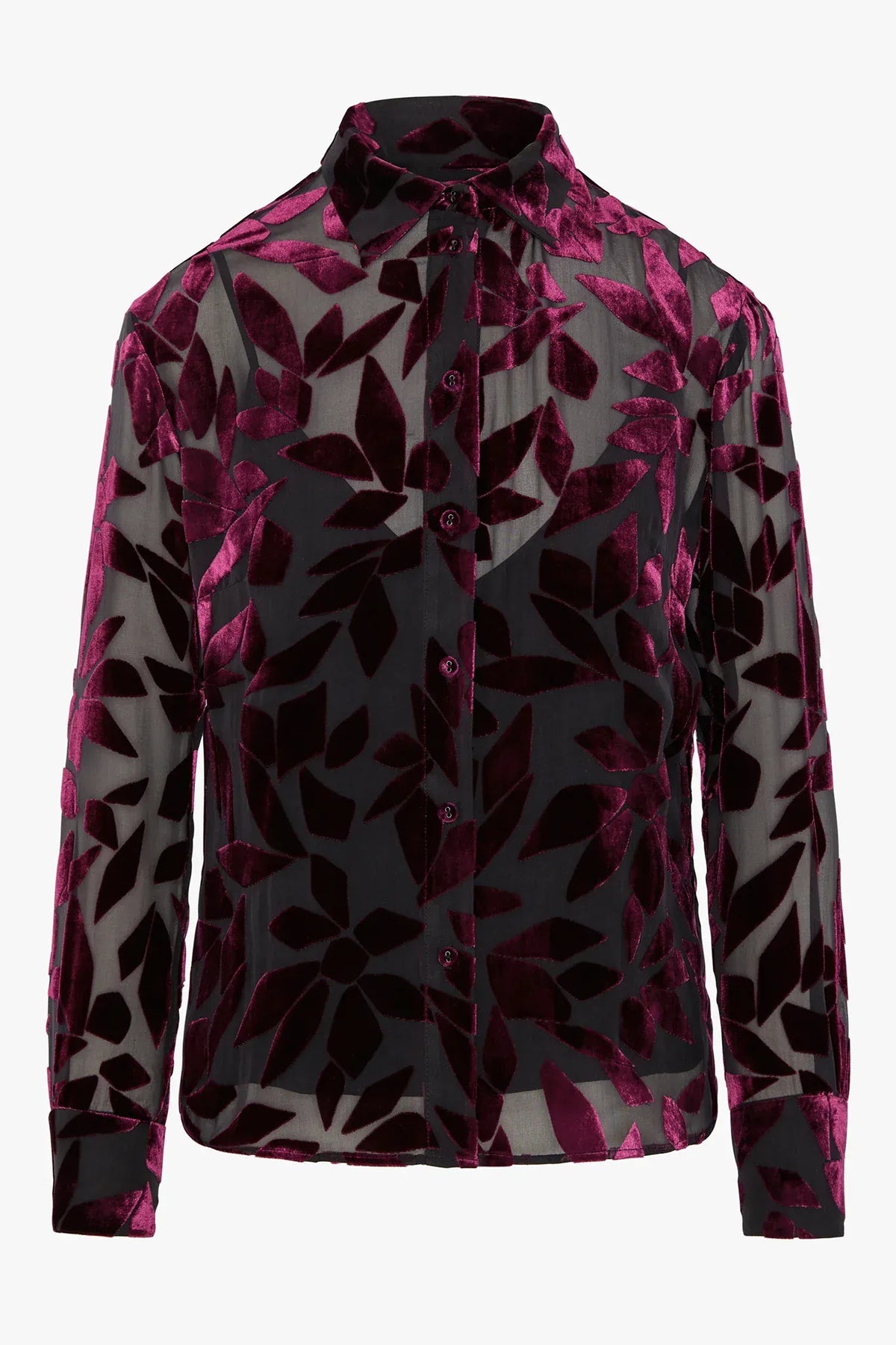 Idalia Velvet Burn Out Shirt in Berry Floral