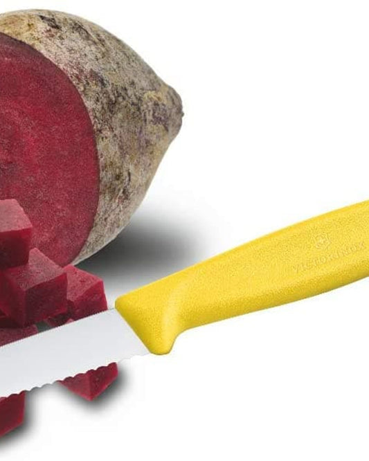 سكين تقشير فيكتورينوكس سويس كلاسيك بحافة مموجة صفراء، طقم من قطعتين - 6.7636.L118B