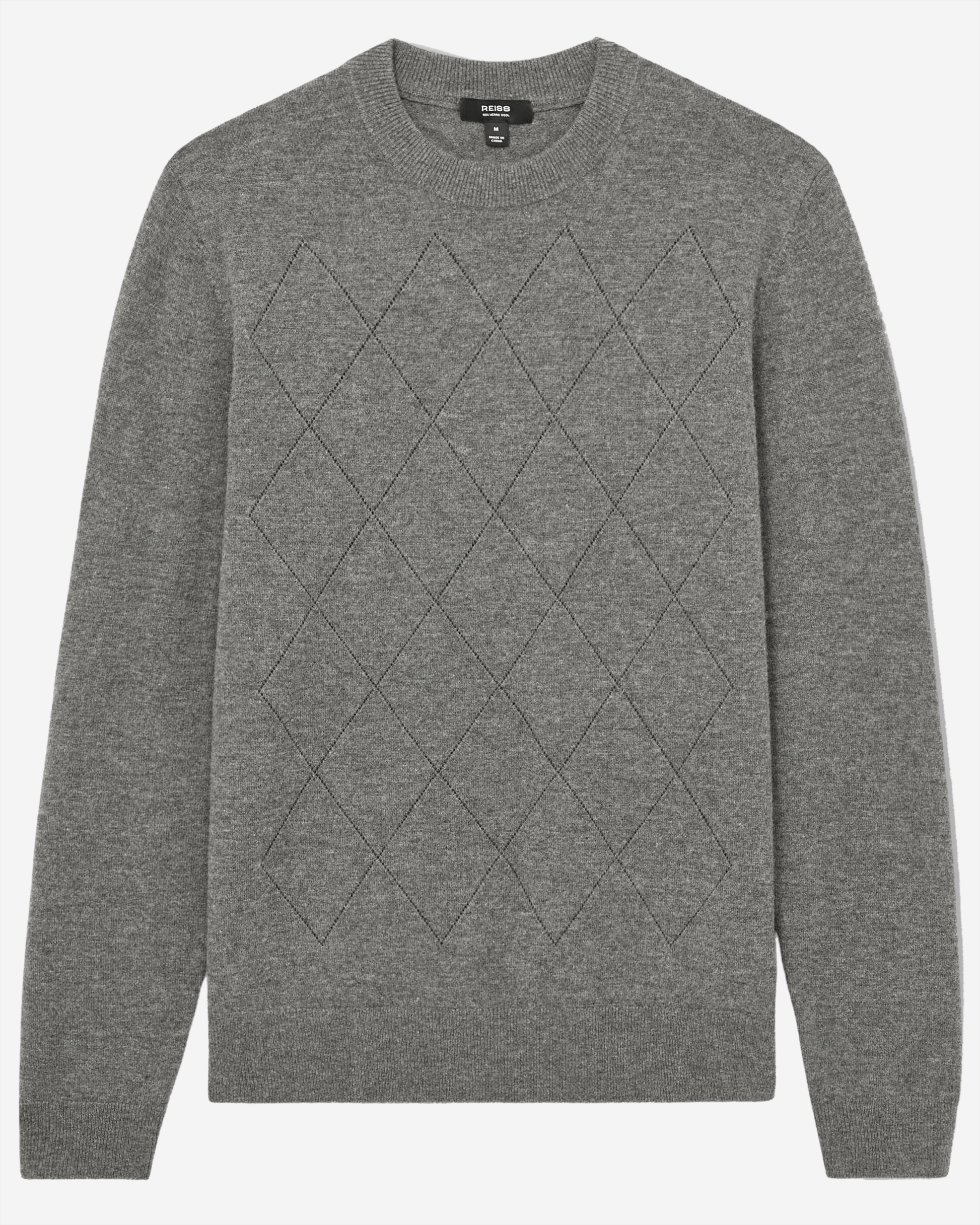 Reiss LS Argyle Crew Neck Jumper