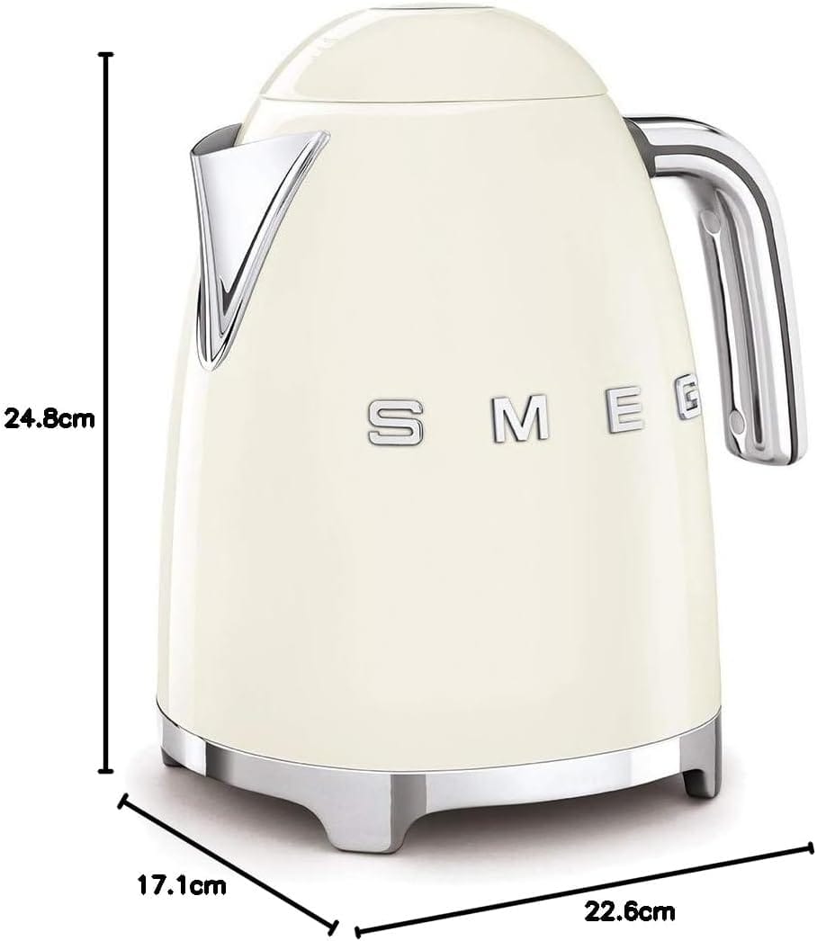 غلاية كهربائية SMEG سعة 1.7 لتر بغطاء يفتح بلطف، لون كريمي - KLF03CRUK