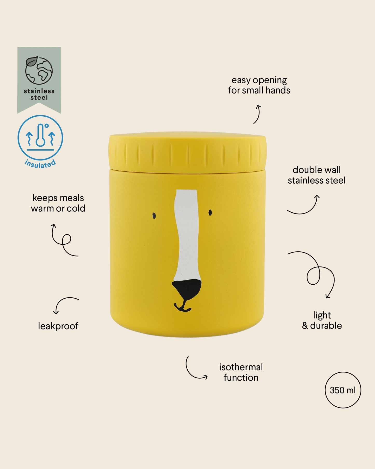 Trixie Double Wall Insulated Food Jar - 350ml - Mr. Lion