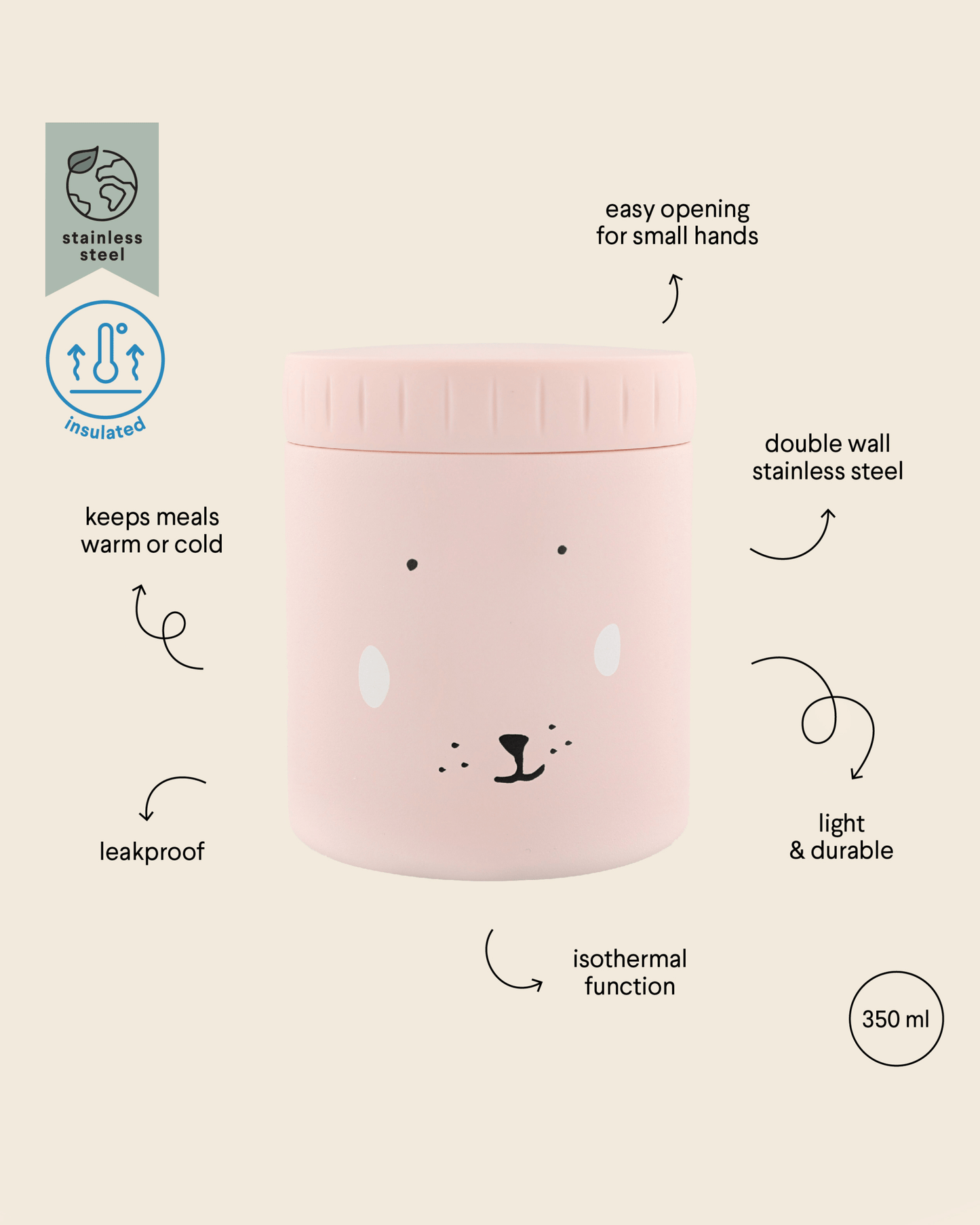 Trixie Double Wall Insulated Food Jar - 350ml - Mrs. Rabbit