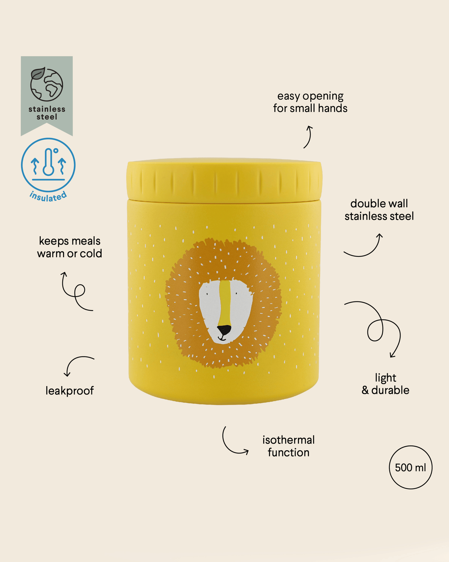 Trixie Double Wall Insulated Food Jar - 500ml - Mr. Lion