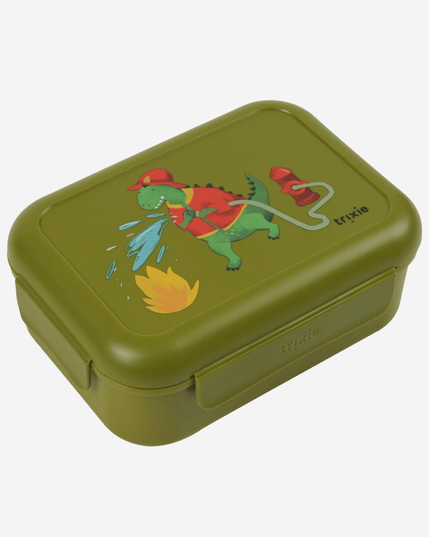 Trixie Lunch Box With Clips - Fireman Mr. Dino