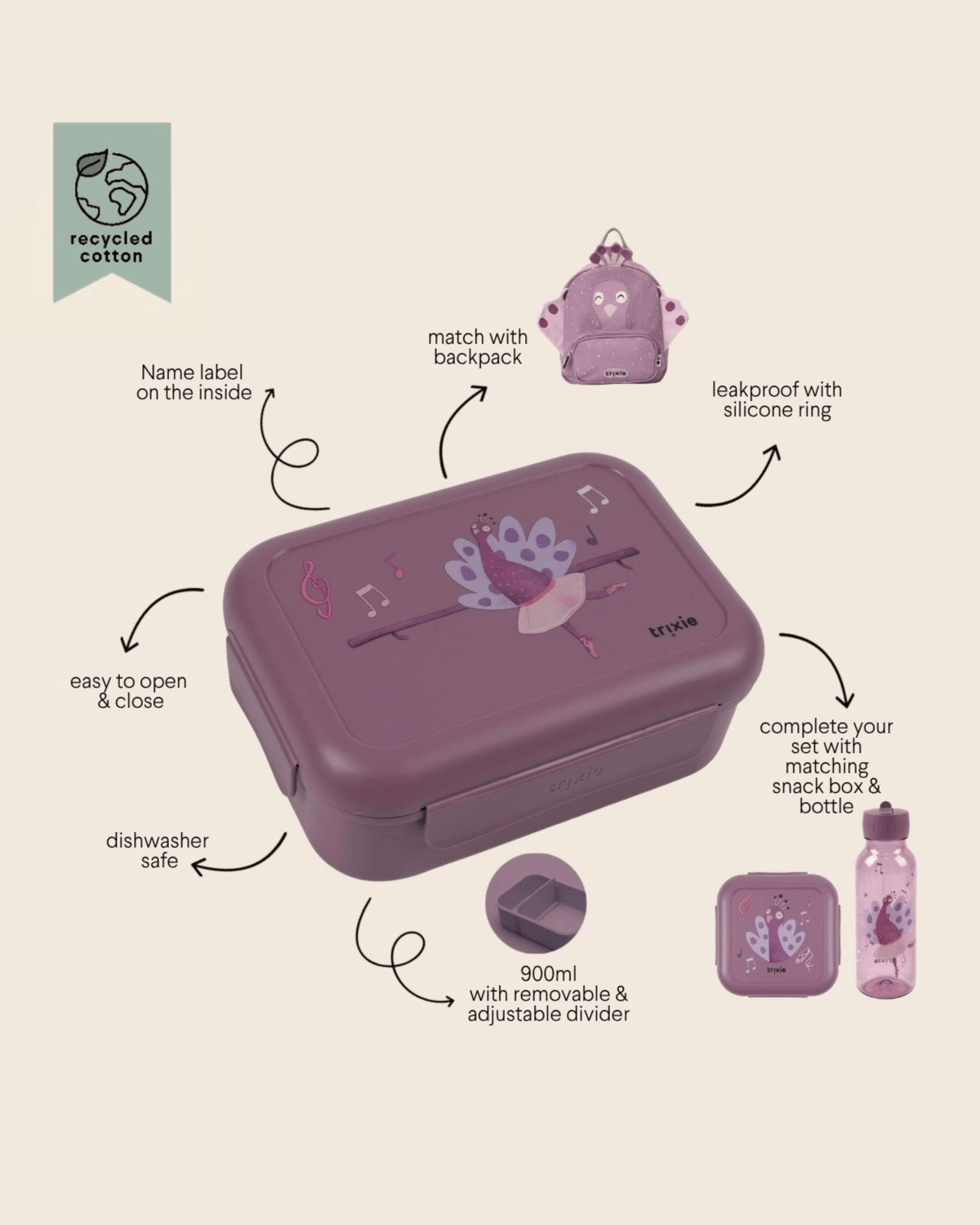 Trixie Lunch Box With Clips - Ballerina Mrs. Peacock