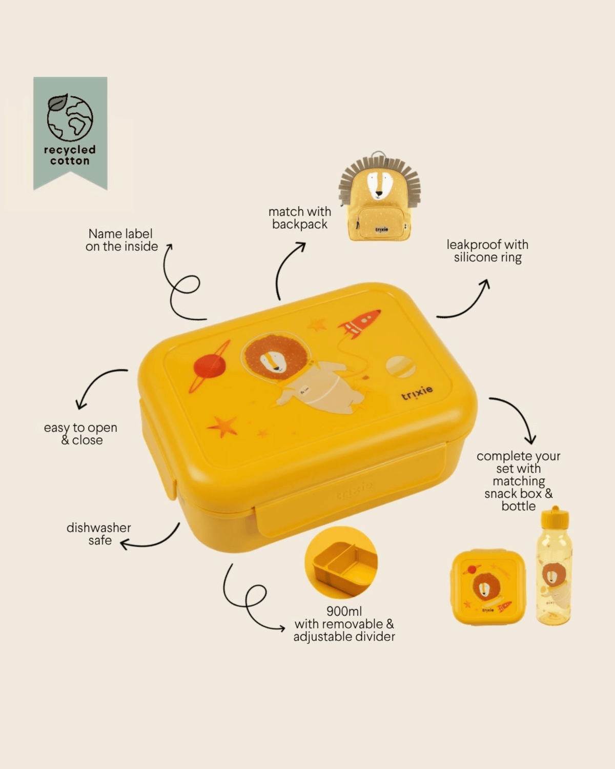 Trixie Lunch Box With Clips - Spaceman Mr. Lion