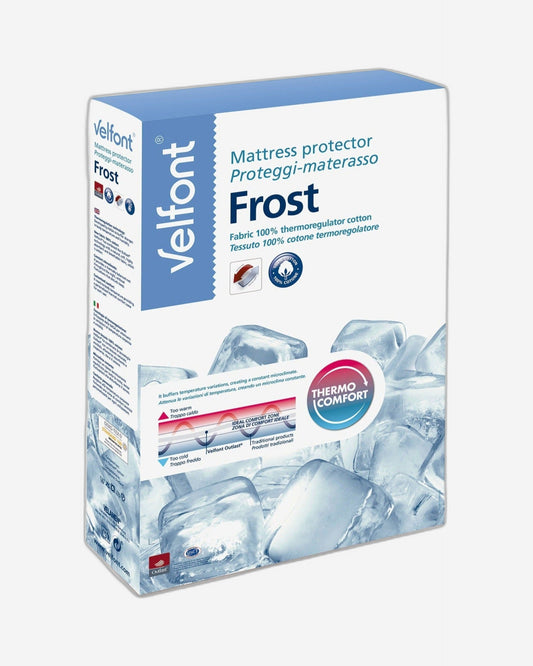 واقي مرتبة "Frost" من Velfont مصنوع من قماش منظم للحرارة مصنوع من القطن بنسبة 100% باللون الأبيض