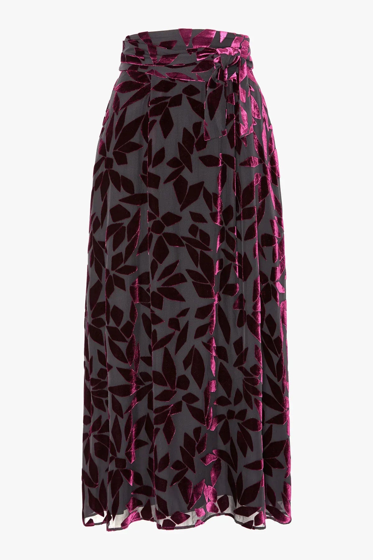 Idalia Velvet Burn Out Skirt in Cerise Geo Pink