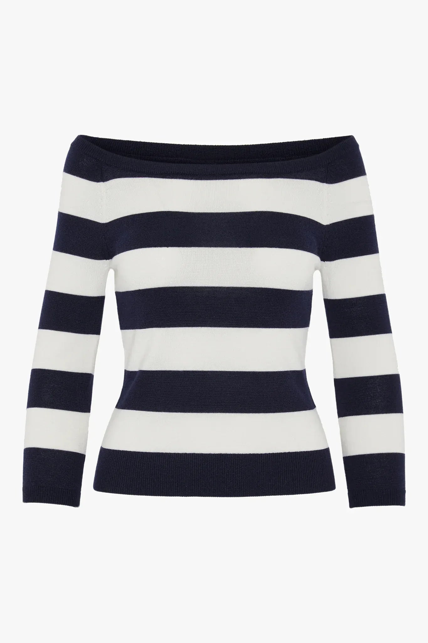 Heidi Slash Neck Knitted Jumper Merino Wool in Navy