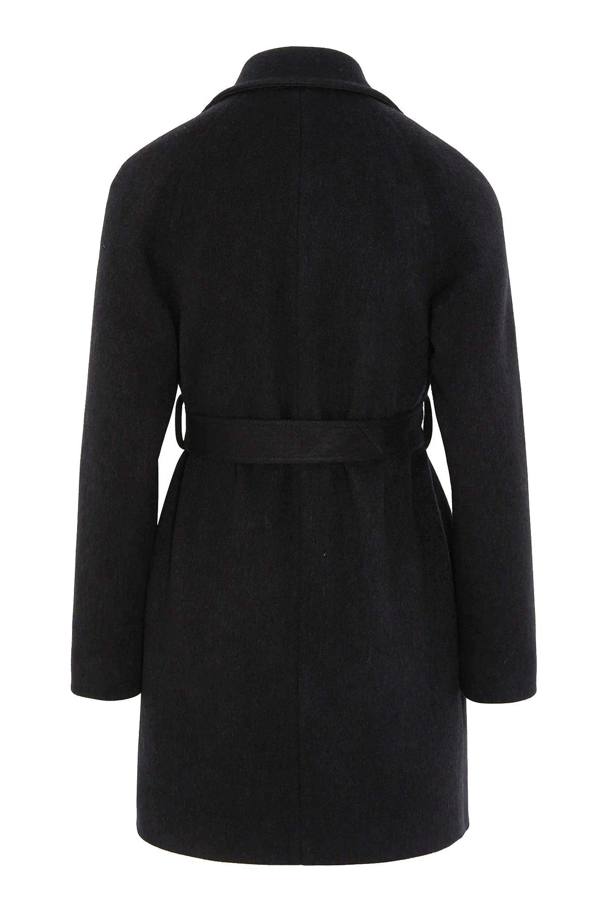 Geraldine Wool Blend Mid-Length Coat in Black