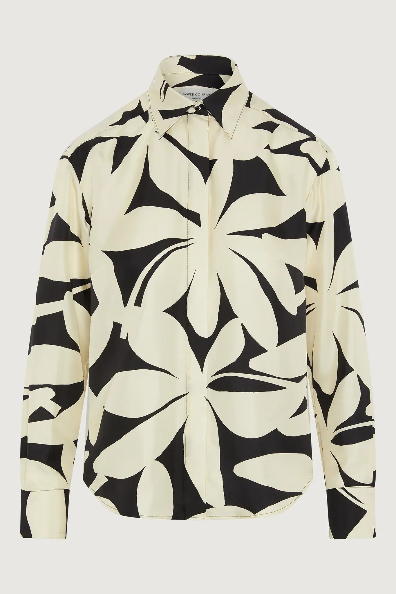 Gail Silk Twill Printed Shirt in Black