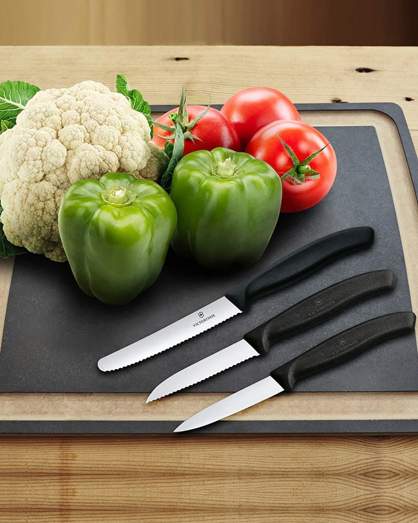 طقم سكاكين تقشير فيكتورينوكس السويسرية الكلاسيكية، 3 قطع، أسود