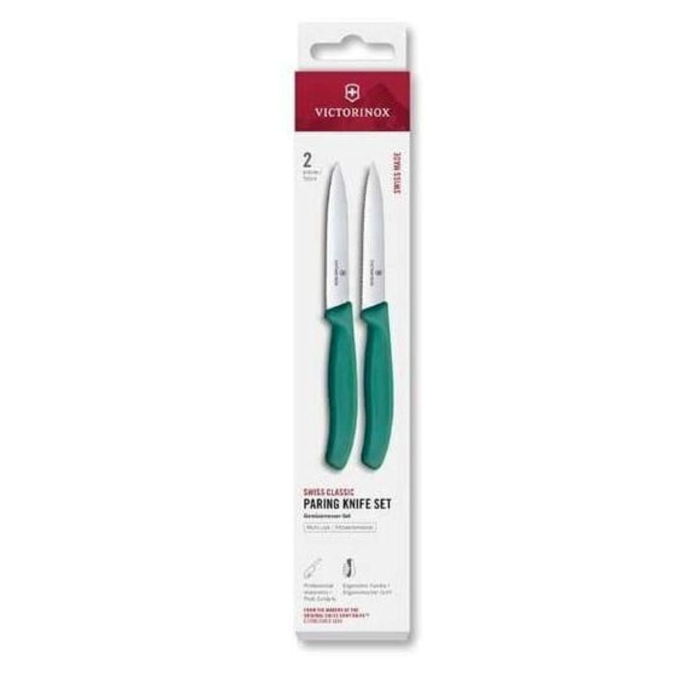 Victorinox Swiss Classic  Paring Set 2Pcs 10Cm  Straight/Wavy  Green  Box 6.7794.2C1