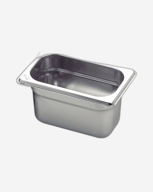 صينية طعام من الفولاذ المقاوم للصدأ من ترامونتينا GN 1/9 بدون مقابض، عمق 100 مم - فولاذ 304