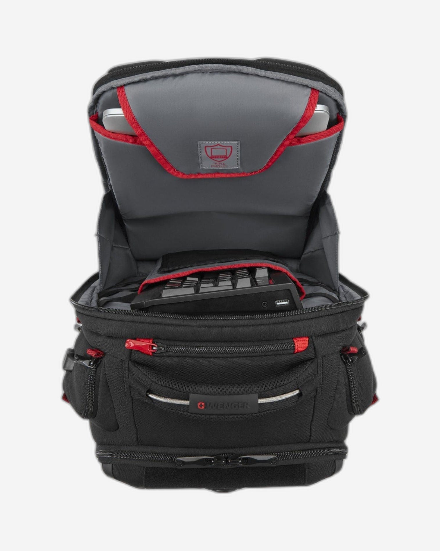 حقيبة ظهر وينجر تيك بلاير ون للألعاب مقاس 17.3 بوصة مع جيب للكمبيوتر اللوحي، لون أسود - 611650