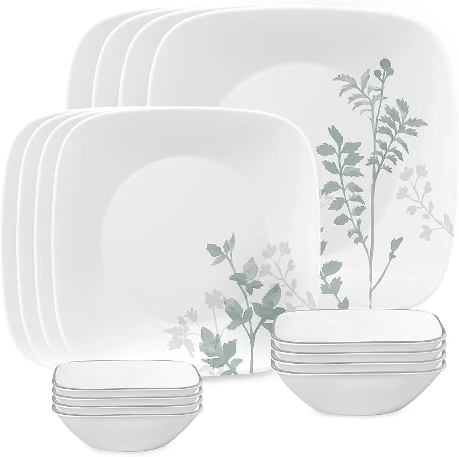 Corelle 16-Piece Square Amalie Dinnerware Set, Service for 4, (1148617)