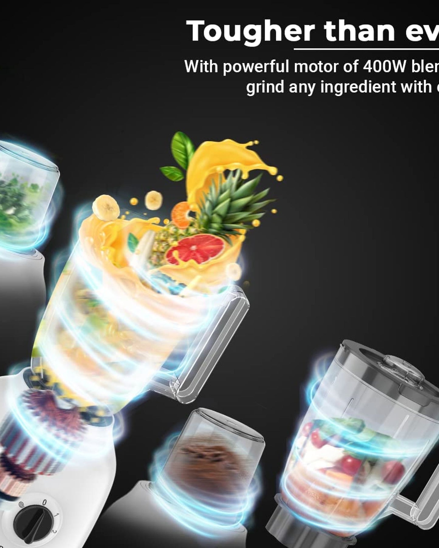 خلاط راسل هوبز 4 في 1 مع مطحنتين متعددتي الاستخدامات