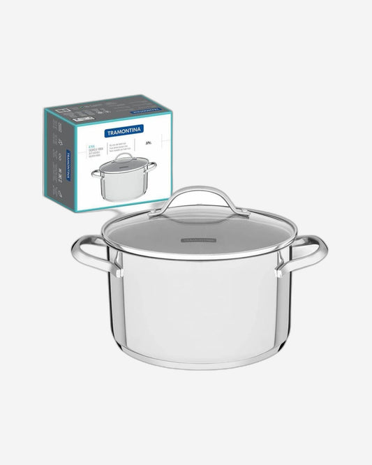 ترامونتينا برازيل أونا 24 سم، 6.1 لتر، طاجن عميق من الفولاذ المقاوم للصدأ مع قاعدة ثلاثية الطبقات