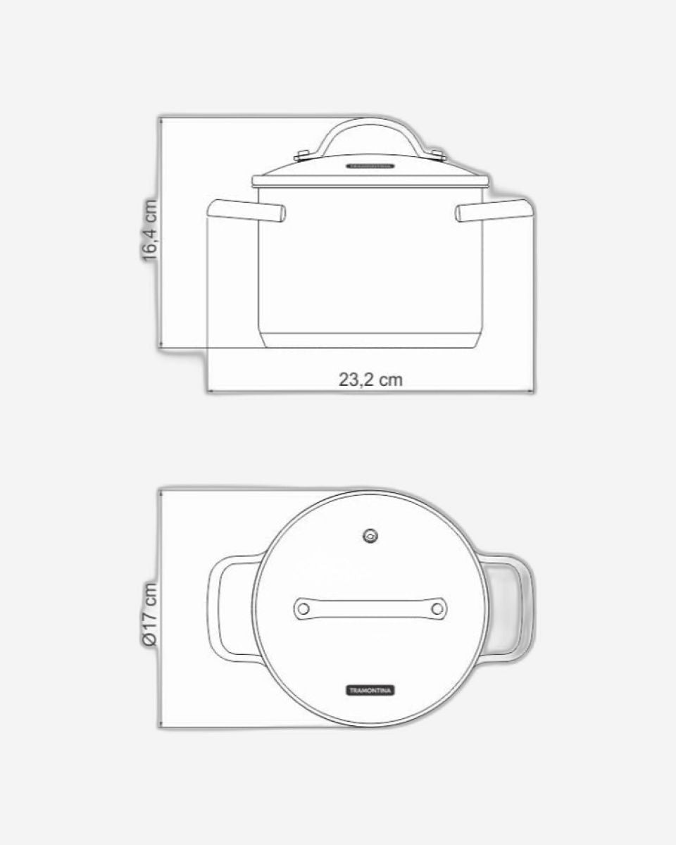 قدر طهي ترامونتينا برازيل أونا 16 سم 2.2 لتر من الفولاذ المقاوم للصدأ مع قاعدة ثلاثية الطبقات