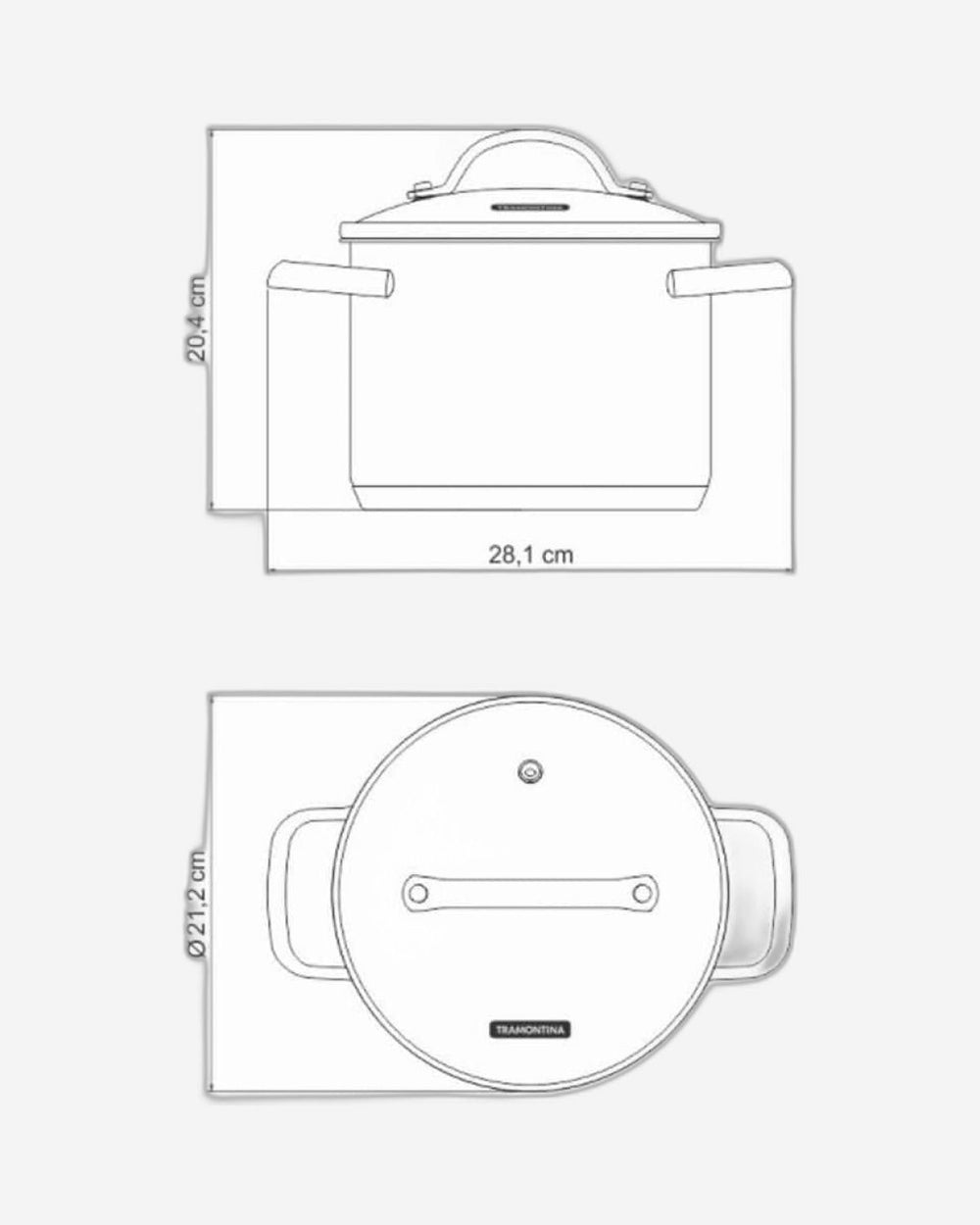 قدر طهي ترامونتينا برازيل أونا 20 سم 4.6 لتر من الفولاذ المقاوم للصدأ مع قاعدة ثلاثية الطبقات