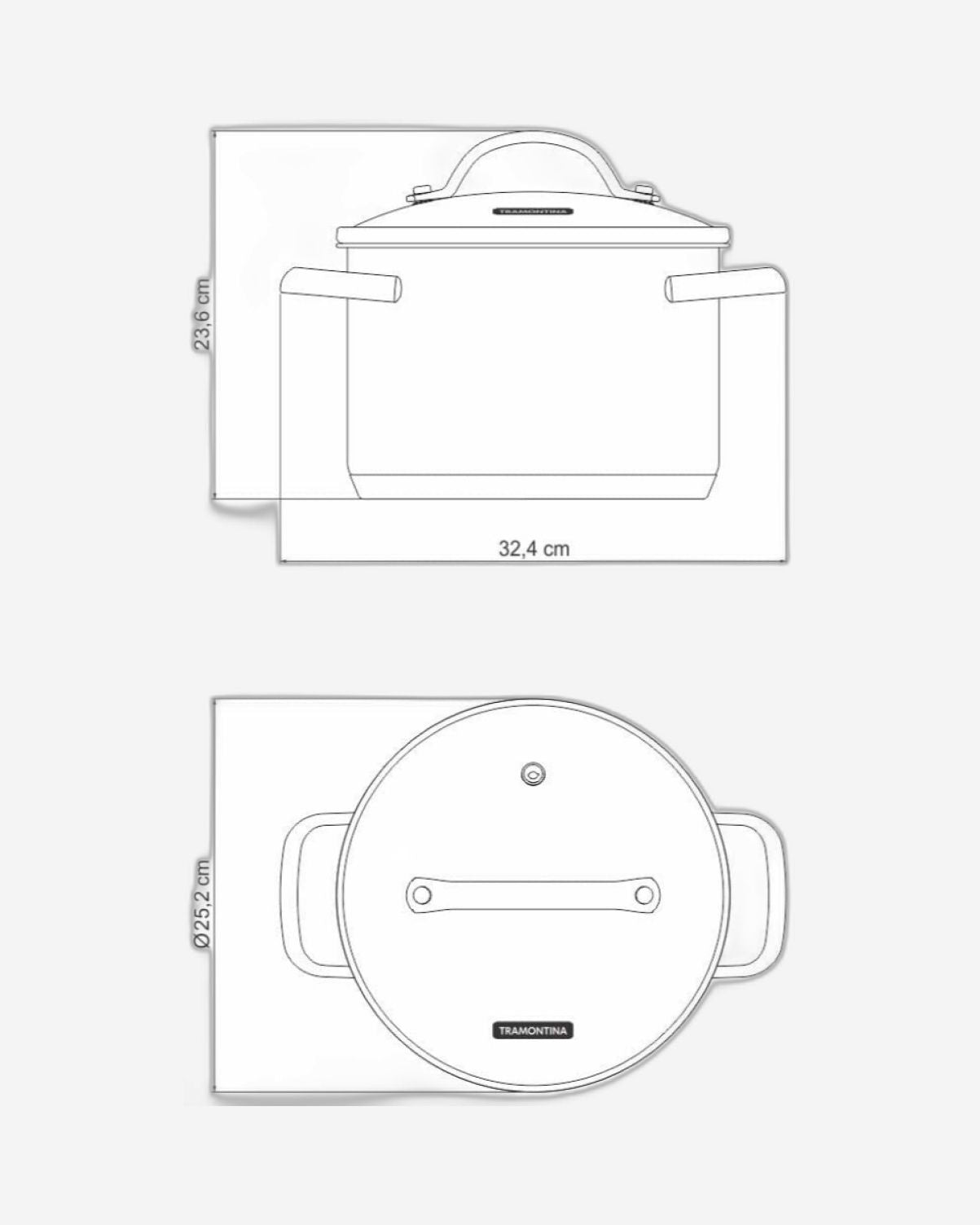 قدر طهي ترامونتينا برازيل أونا 24 سم 7.7 لتر من الفولاذ المقاوم للصدأ مع قاعدة ثلاثية الطبقات