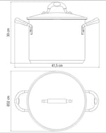 قدر طهي ترامونتينا البرازيل سولار سيليكون 30 سم 15.4 لتر من الفولاذ المقاوم للصدأ مع قاعدة ثلاثية الطبقات
