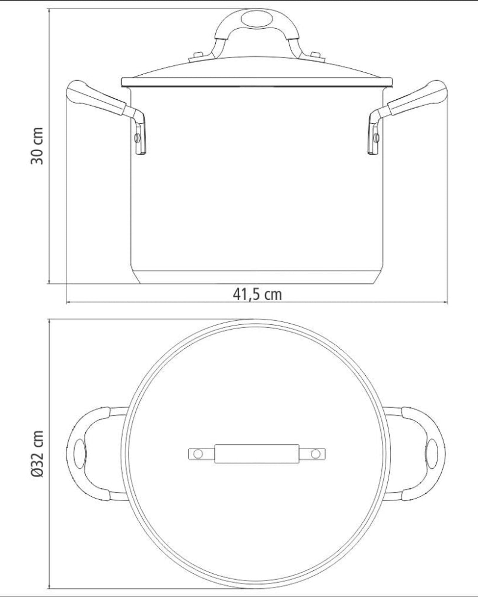قدر طهي ترامونتينا البرازيل سولار سيليكون 30 سم 15.4 لتر من الفولاذ المقاوم للصدأ مع قاعدة ثلاثية الطبقات