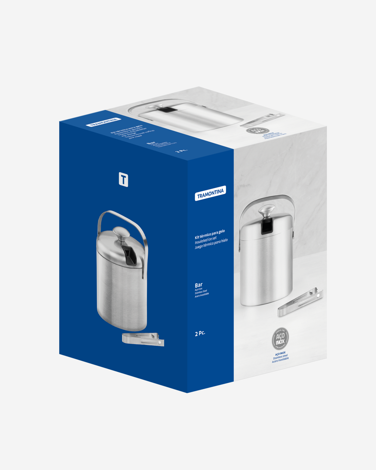 ترامونتينا منذ عام 1911، صنع في البرازيل، طقم دلو ثلج حراري من الفولاذ المقاوم للصدأ كوزموس من ترامونتينا، قطعتين