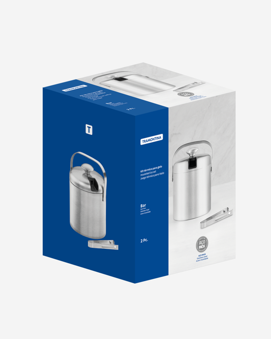 ترامونتينا منذ عام 1911، صنع في البرازيل، طقم دلو ثلج حراري من الفولاذ المقاوم للصدأ كوزموس من ترامونتينا، قطعتين