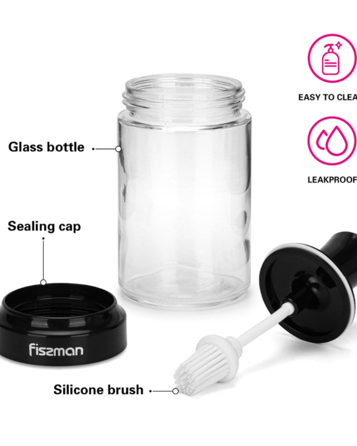 فرشاة تنظيف زجاجات الزيت من فيسمان، أسود/شفاف، 250 مل