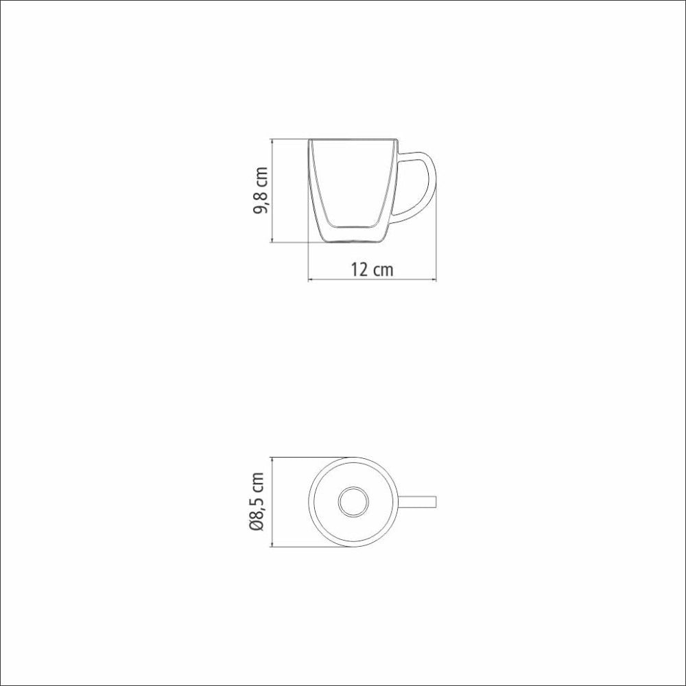 طقم أكواب شاي وقهوة زجاج مزدوج الجدار من ترامونتينا برازيل، قطعتين، سعة 270 مل، مع مقابض