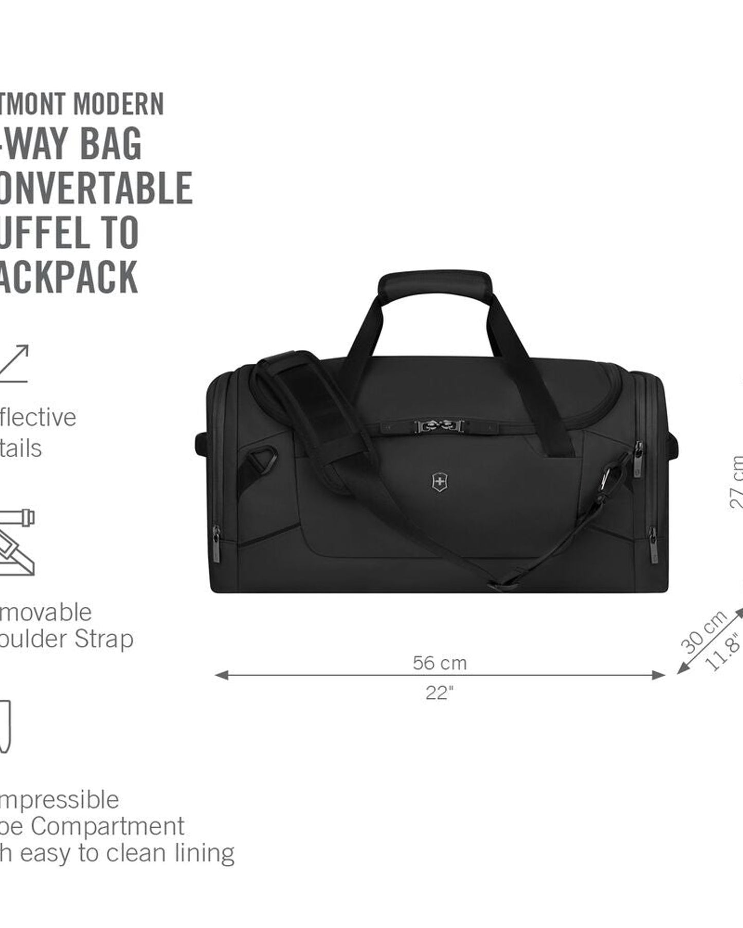 حقيبة فيكتورينوكس ألتمونت مودرن ثنائية الاستخدام (حقيبة سفر/حقيبة ظهر) - أسود