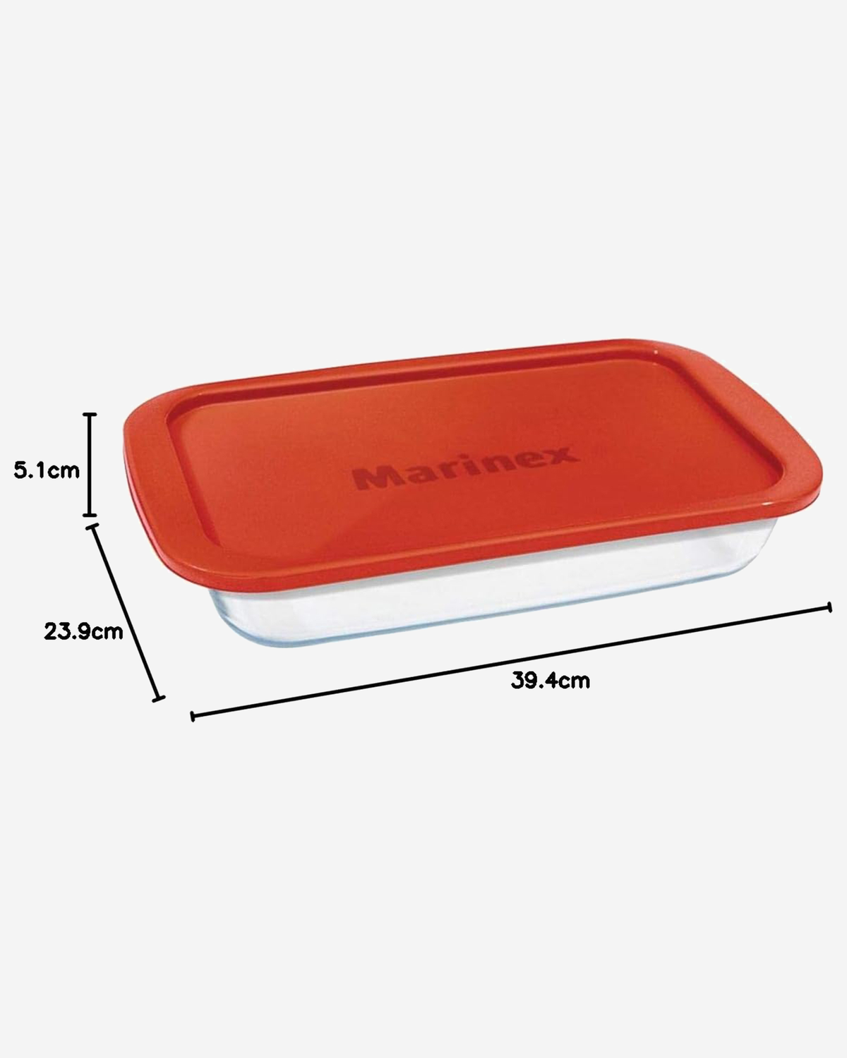 Marinex Large Rectangular Glass Roaster with Plastic Lid, Heat-Resistant, Oven-Safe, 2.9L