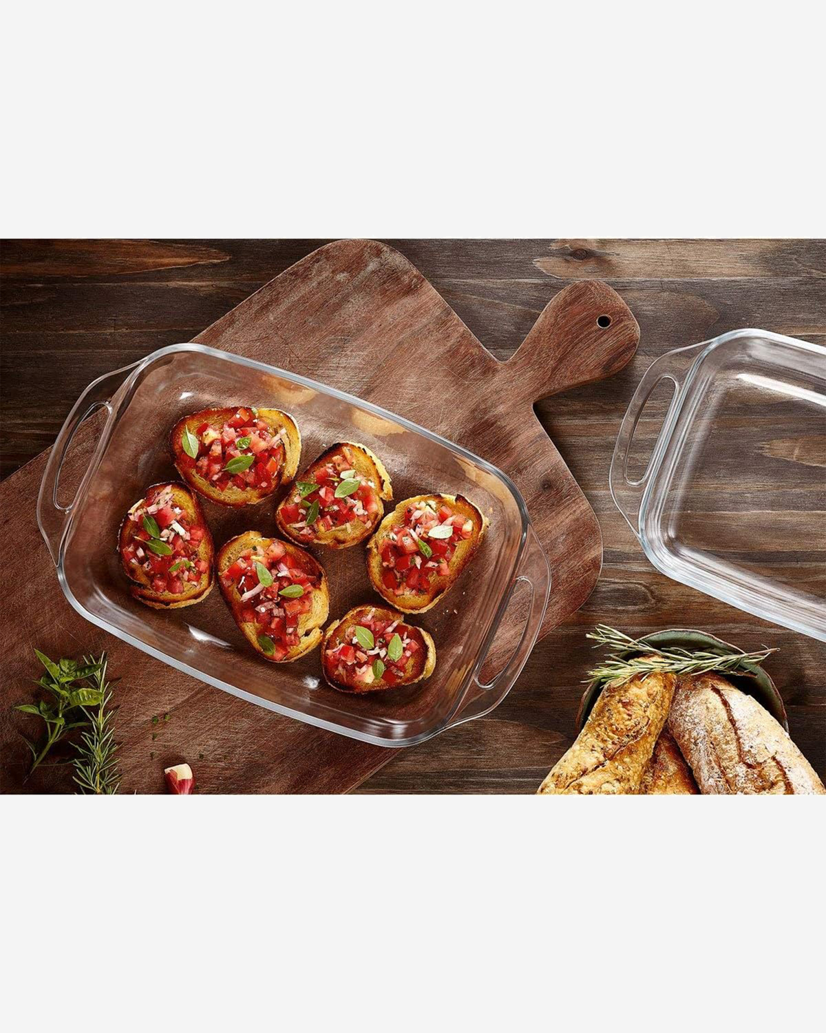 Marinex Large Rectangular Glass Roaster with Handles, Heat-Resistant, Oven-Safe, 3.5L
