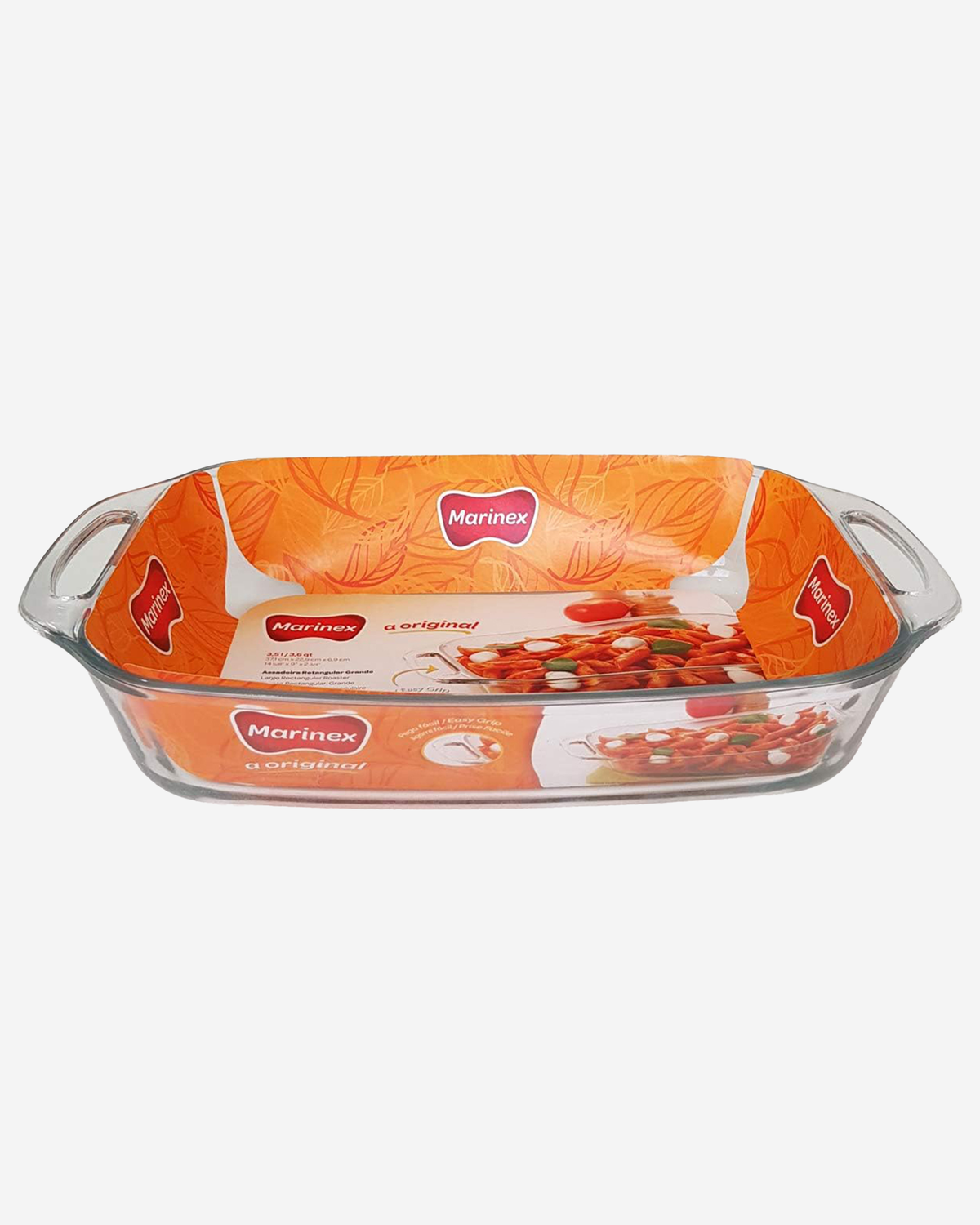 Marinex Large Rectangular Glass Roaster with Handles, Heat-Resistant, Oven-Safe, 3.5L