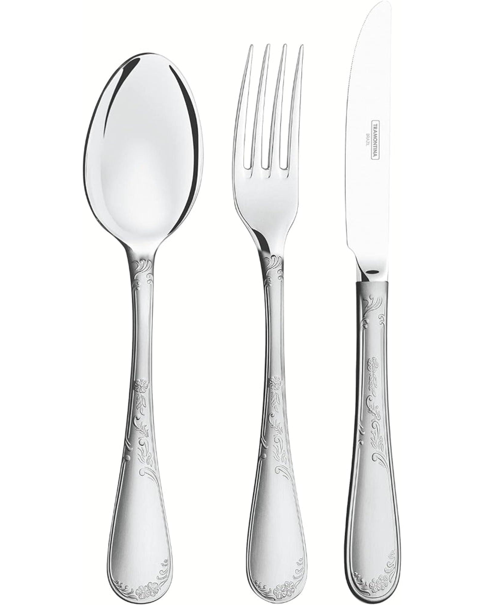 Tramontina Brazil  Renascenca 101 Pieces Stainless Steel Flatware Set with High Gloss and Matte Finish and Wood Case