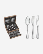 طقم أدوات مائدة ترامونتينا برازيل ريناسنكا من 101 قطعة من الفولاذ المقاوم للصدأ بلمسة نهائية لامعة وغير لامعة مع علبة خشبية