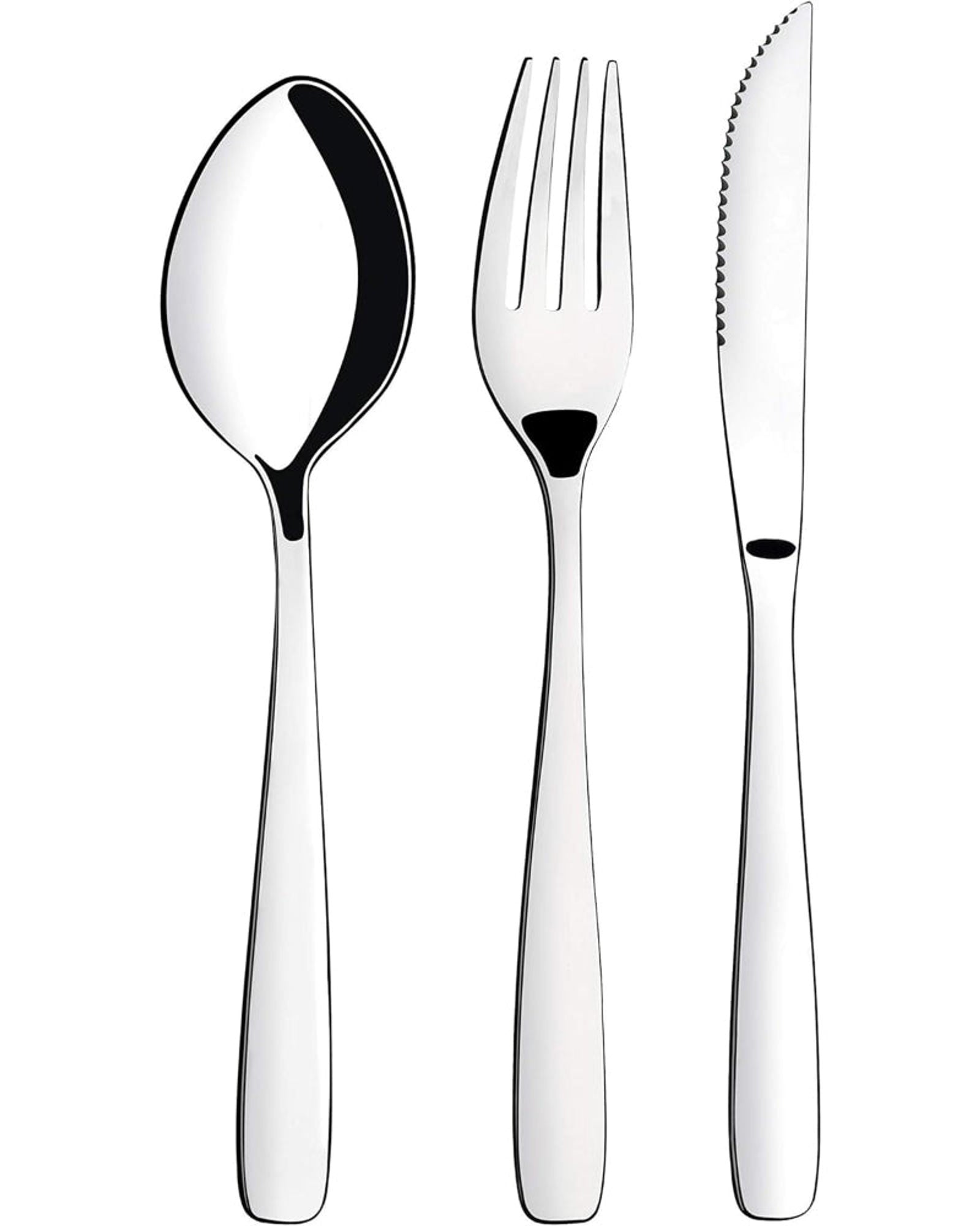 طقم أدوات مائدة ترامونتينا برازيل أمازونا من الفولاذ المقاوم للصدأ، مكون من 24 قطعة، مع سكين لحم ولمسة نهائية شديدة اللمعان