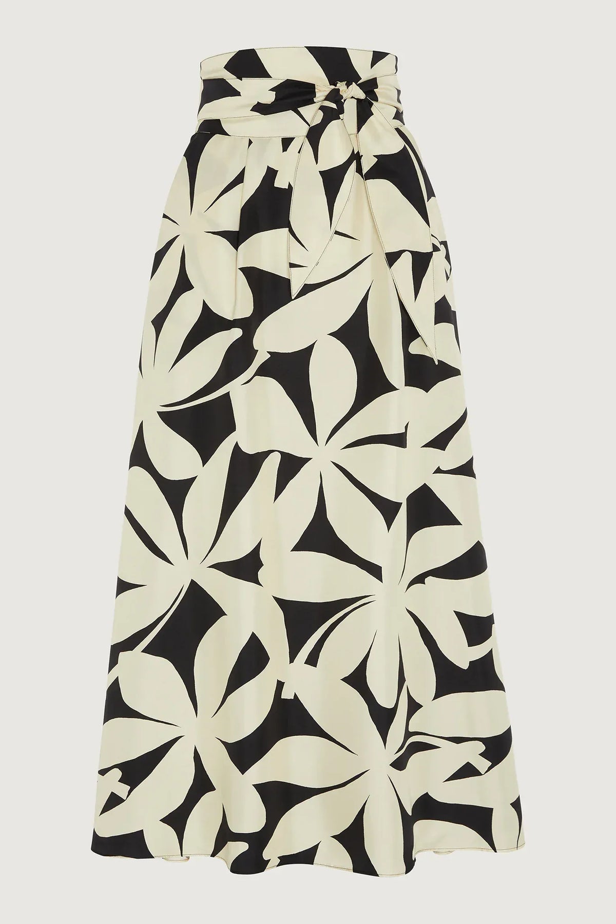 Gail Silk Twill Printed Maxi Skirt in Black