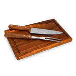 مجموعة أدوات الشواء من فيسمان، 3 قطع، لوح تقطيع من خشب الأكاسيا من الفولاذ المقاوم للصدأ، سكين طاهٍ 8 بوصات، شوكة لتقطيع اللحوم