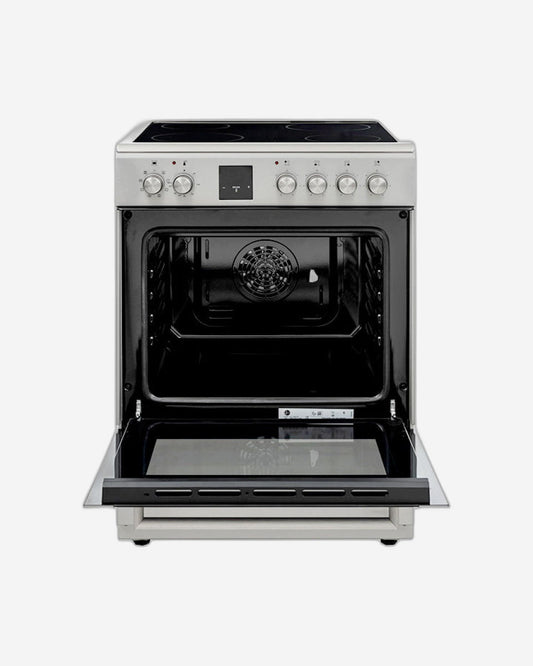 طباخ هوفر الكهربائي/السيراميكي القائم بذاته، 60×60 سم، فرن كهربائي سعة 65 لتر، باب زجاجي مزدوج، مع قفل أمان للأطفال، صنع في تركيا، ضمان لمدة عام، مطلي بالفولاذ المقاوم للصدأ - HVC-V64E-SP