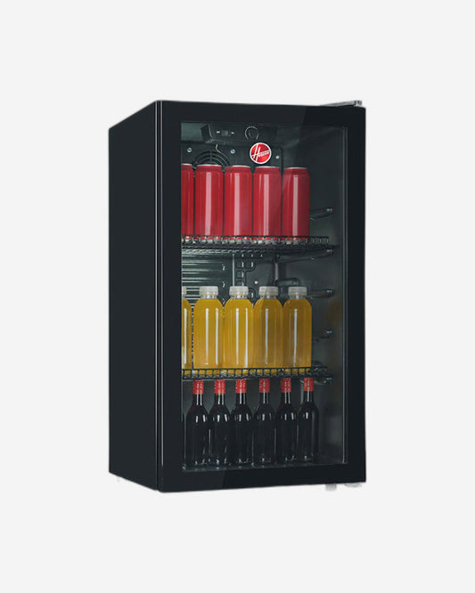 ثلاجة هوفر 117 لترًا بباب واحد، ثلاجة قائمة بذاتها، 3 رفوف سلكية، منطقة درجة حرارة واحدة 5-18 درجة مئوية، مع إضاءة LED، مشروبات غازية، ضمان لمدة عام، لون أسود - HBC-K117B