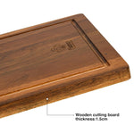 مجموعة أدوات الشواء من فيسمان، 3 قطع، لوح تقطيع من خشب الأكاسيا من الفولاذ المقاوم للصدأ، سكين طاهٍ 8 بوصات، شوكة لتقطيع اللحوم