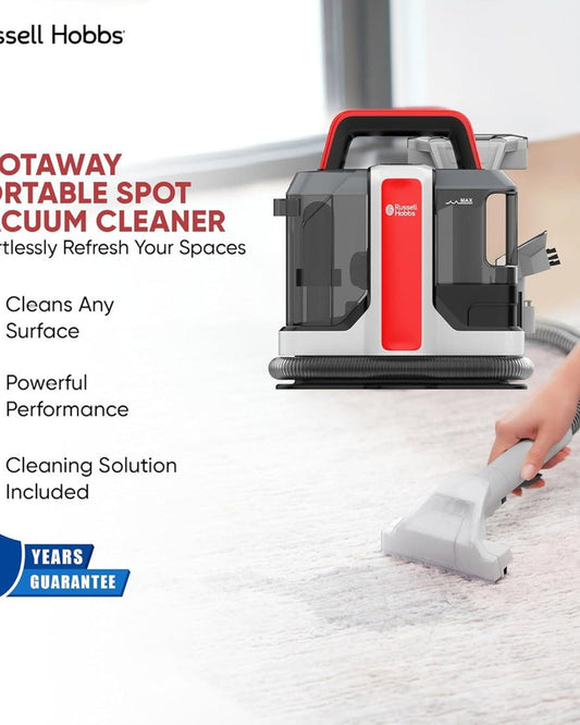 مكنسة كهربائية سبوت أواي W05 من راسل هوبز مزودة بفوهة تنظيف ذاتية، وإزالة البقع الرطبة والجافة، وخزان مياه سعة 800 مل وماء نظيف سعة 1080 مل مع أداة تنجيد بفرشاة ناعمة