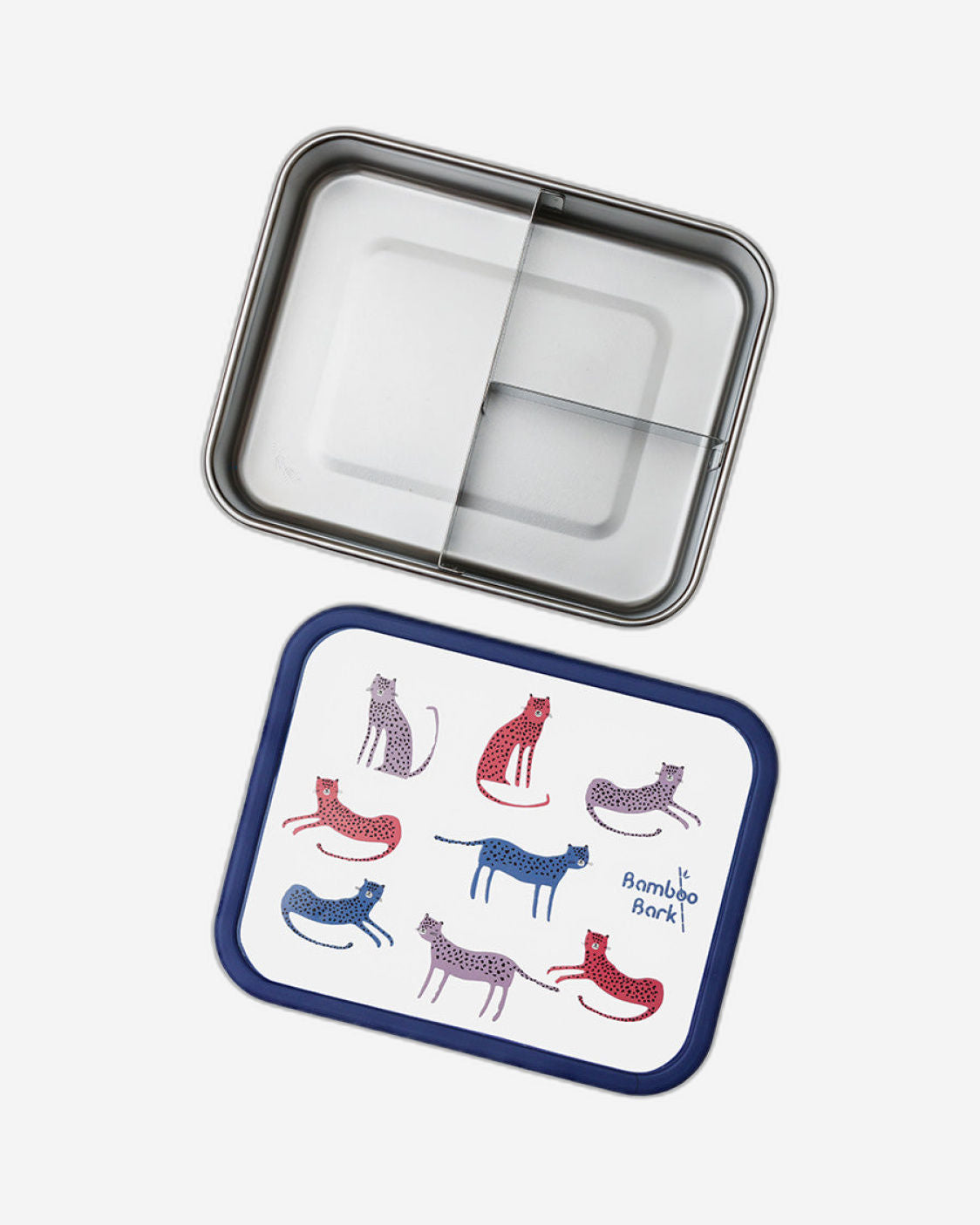 صندوق غداء من الفولاذ بتصميم جلد النمر من لحاء الخيزران