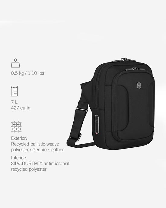 حقيبة كروس فيكتورينوكس ويركس ترافيلر 7.0 باللون الأسود