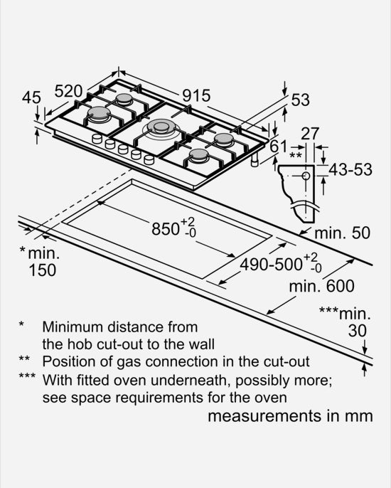 Bosch Gas Hob FlameSelect 5 Burners Steel