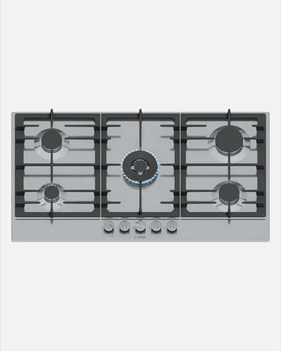 Bosch Gas Hob 5 Burners Wok Cast Iron Steel
