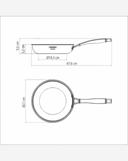 Tramontina Grano stainless steel frying pan with tri-ply body and interior graphite gray ceramic coating, 20 cm